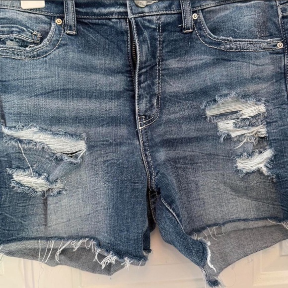 BKE Dark Blue Distressed Jean Shorts - Picture 2 of 5